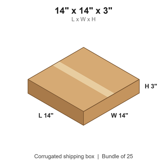 14 x 14 x 3 in corrugated shipping box