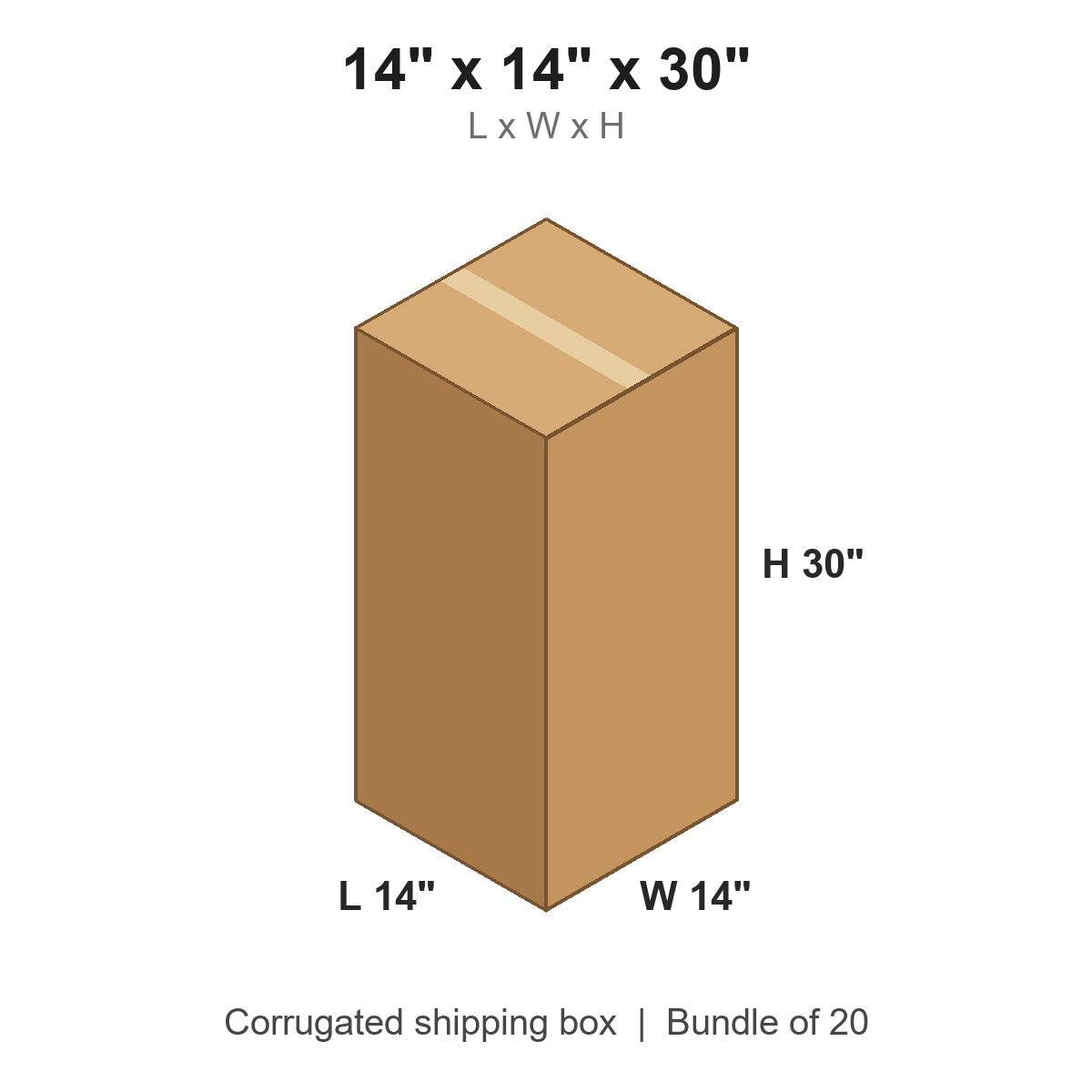 14 x 14 x 30 in corrugated shipping box