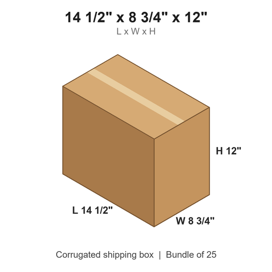 14 1/2 x 8 3/4 x 12 in corrugated shipping box