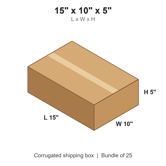 15 x 10 x 5 in corrugated shipping box