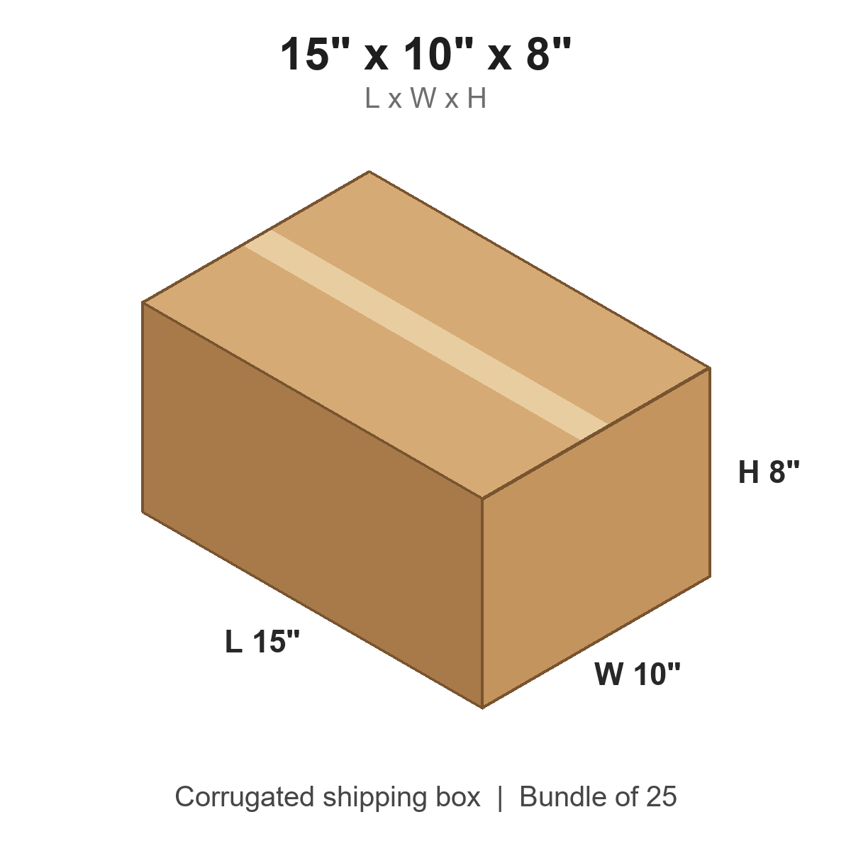 15 x 10 x 8 in corrugated shipping box