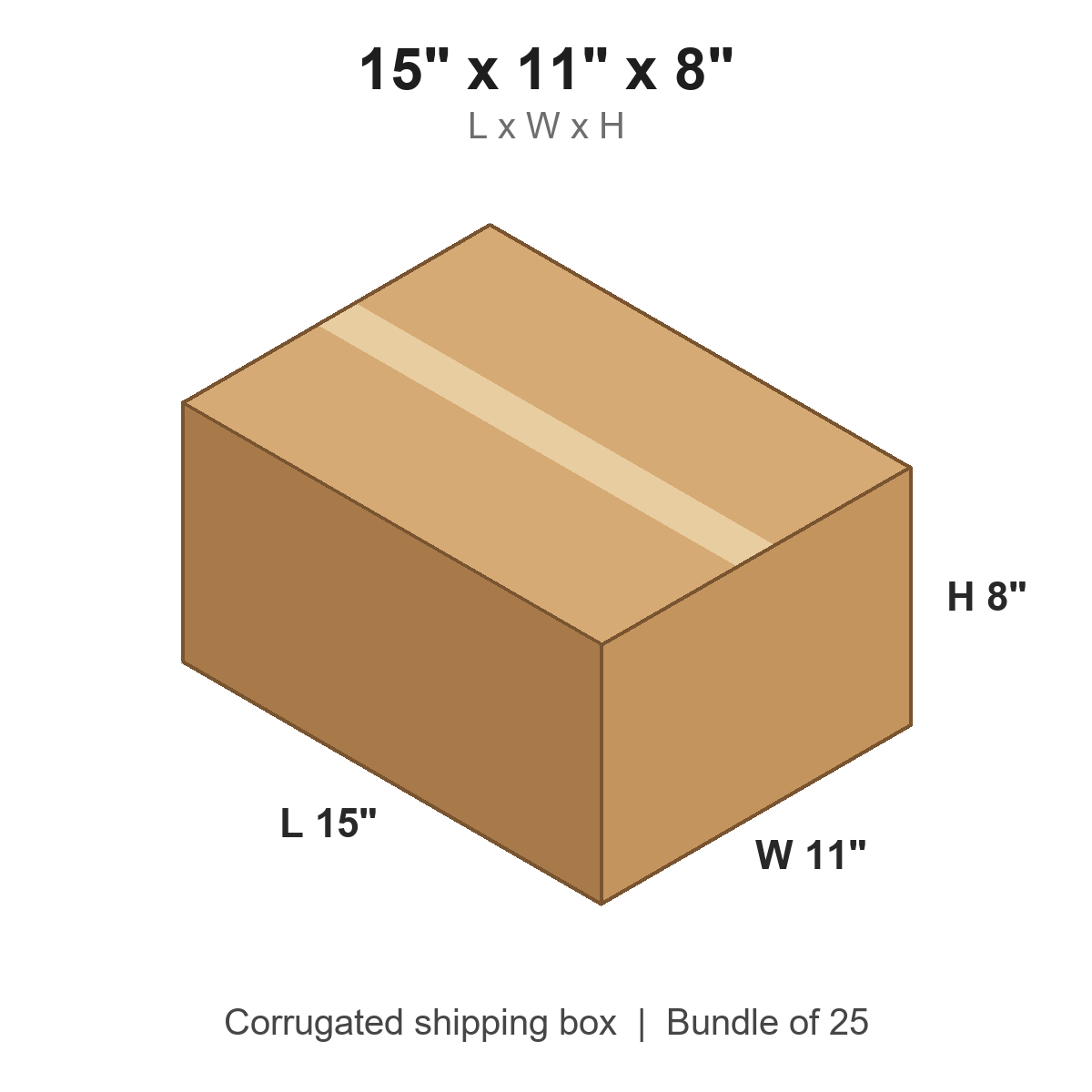 15 x 11 x 8 in corrugated shipping box