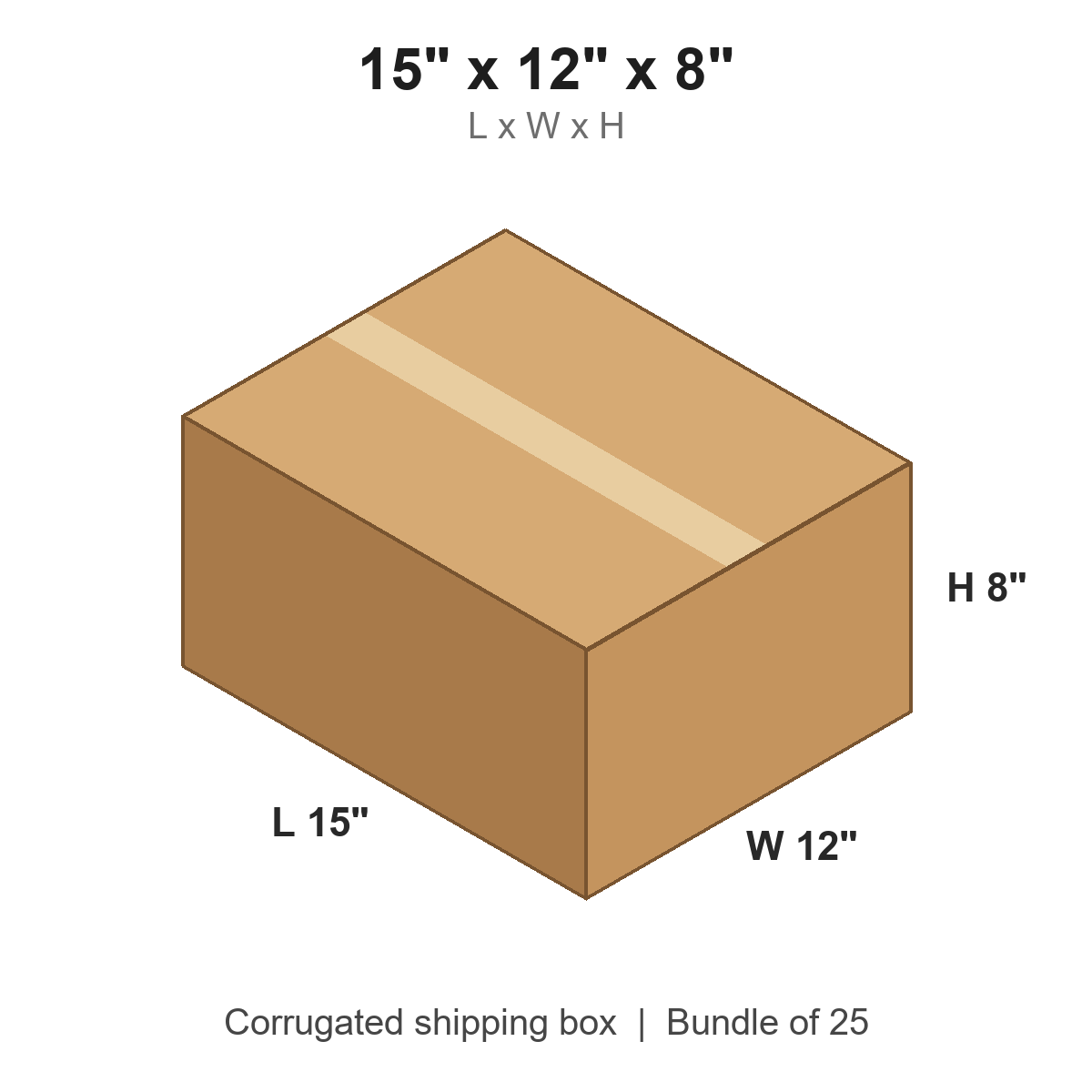 15 x 12 x 8 in corrugated shipping box