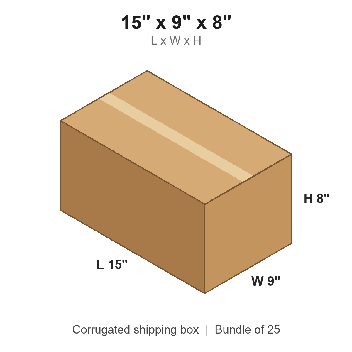 15 x 9 x 8 in corrugated shipping box