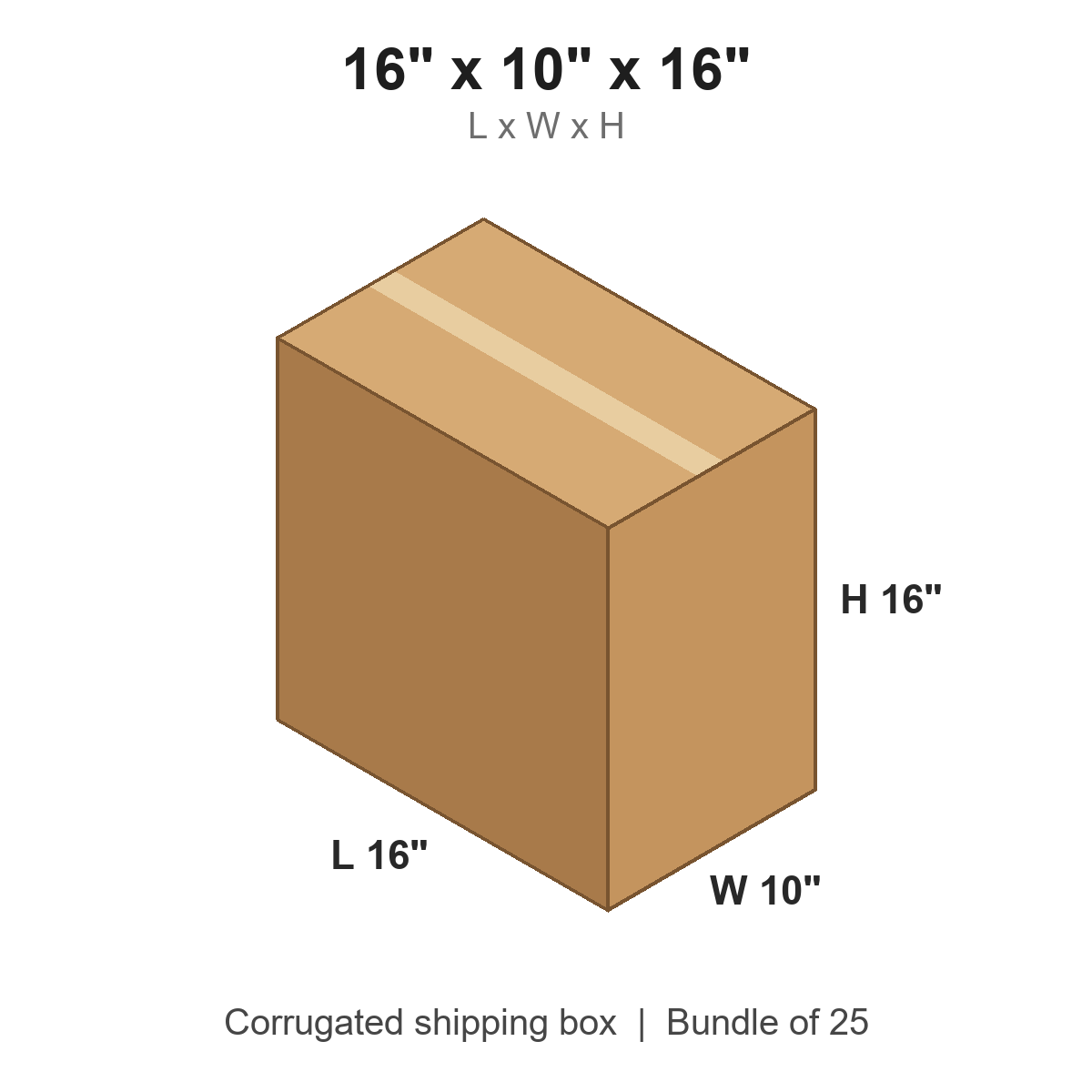 16 x 10 x 16 in corrugated shipping box