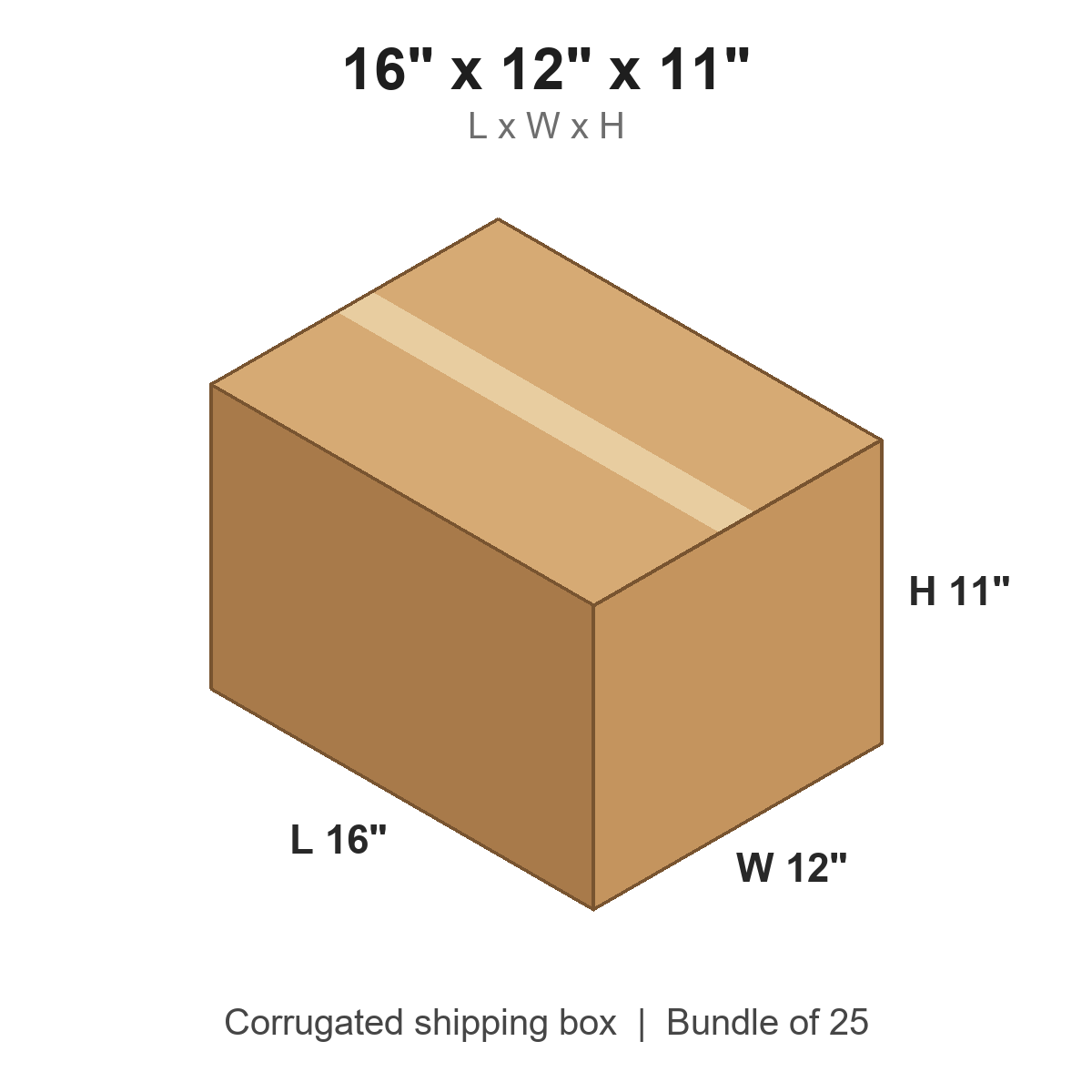 16 x 12 x 11 in corrugated shipping box