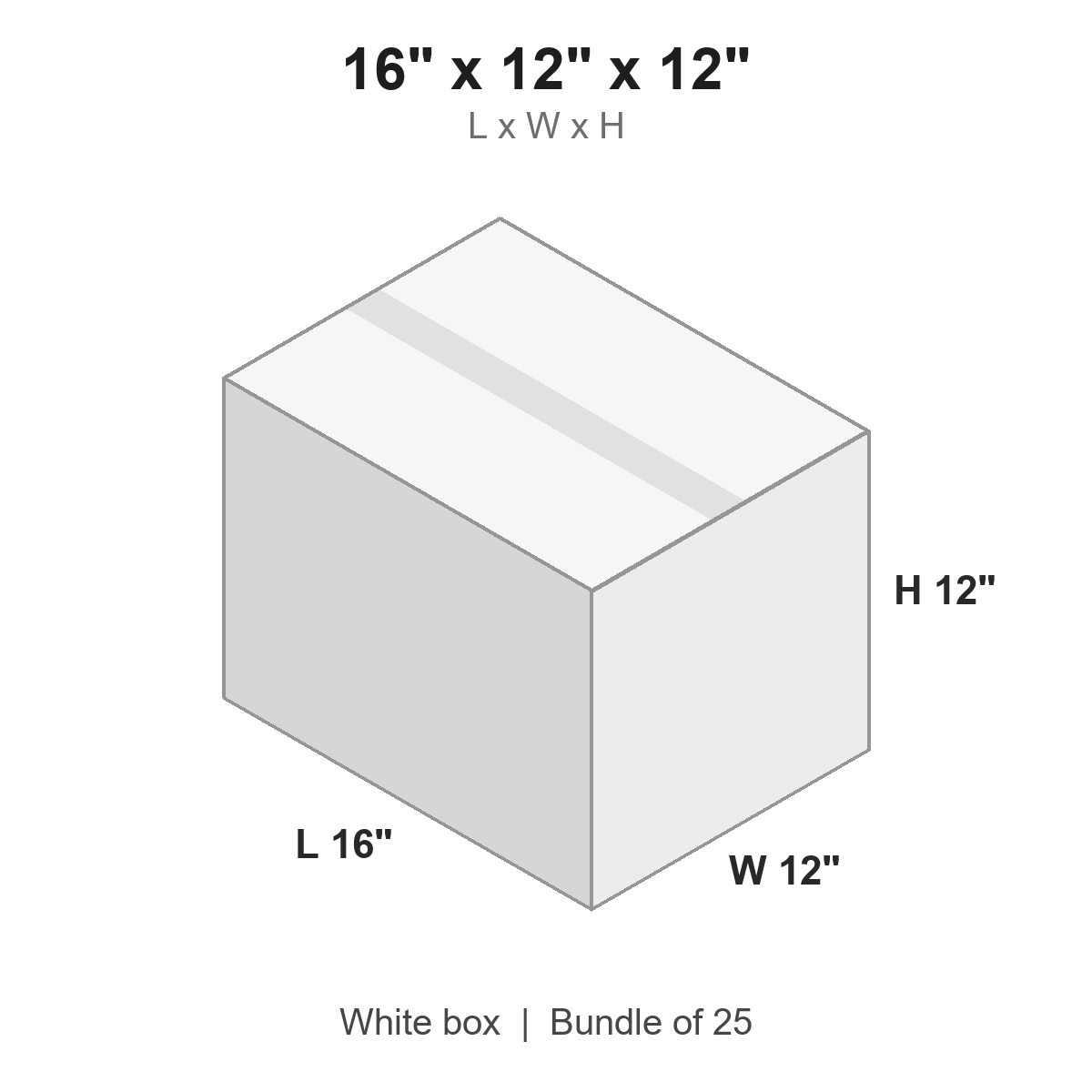 16x12x12 White Corrugated Boxes