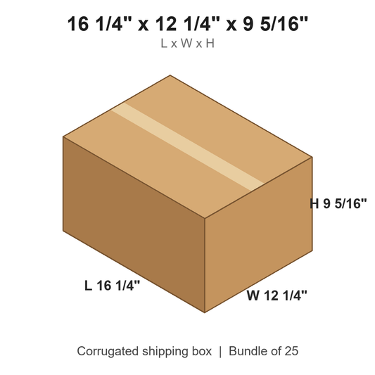 16 1/4 x 12 1/4 x 9 5/16 in corrugated shipping box