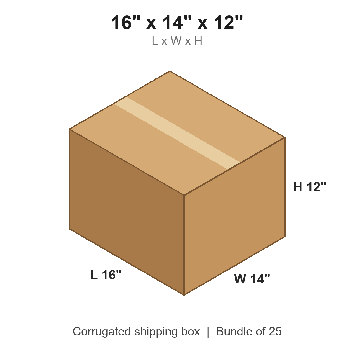 16 x 14 x 12 in corrugated shipping box