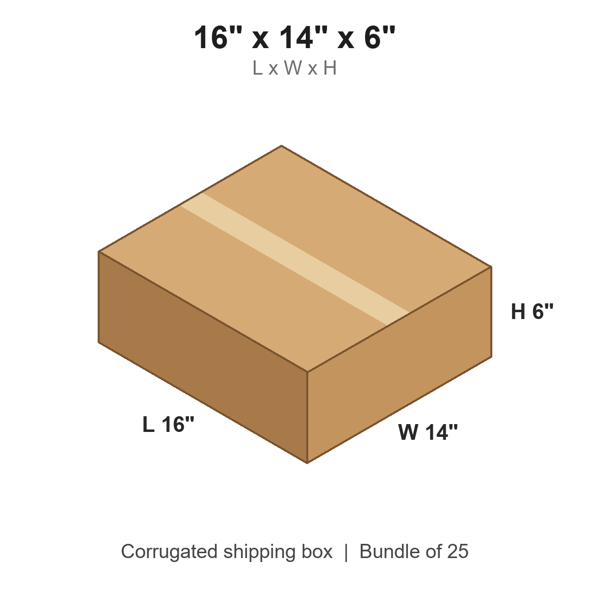 16 x 14 x 6 in corrugated shipping box