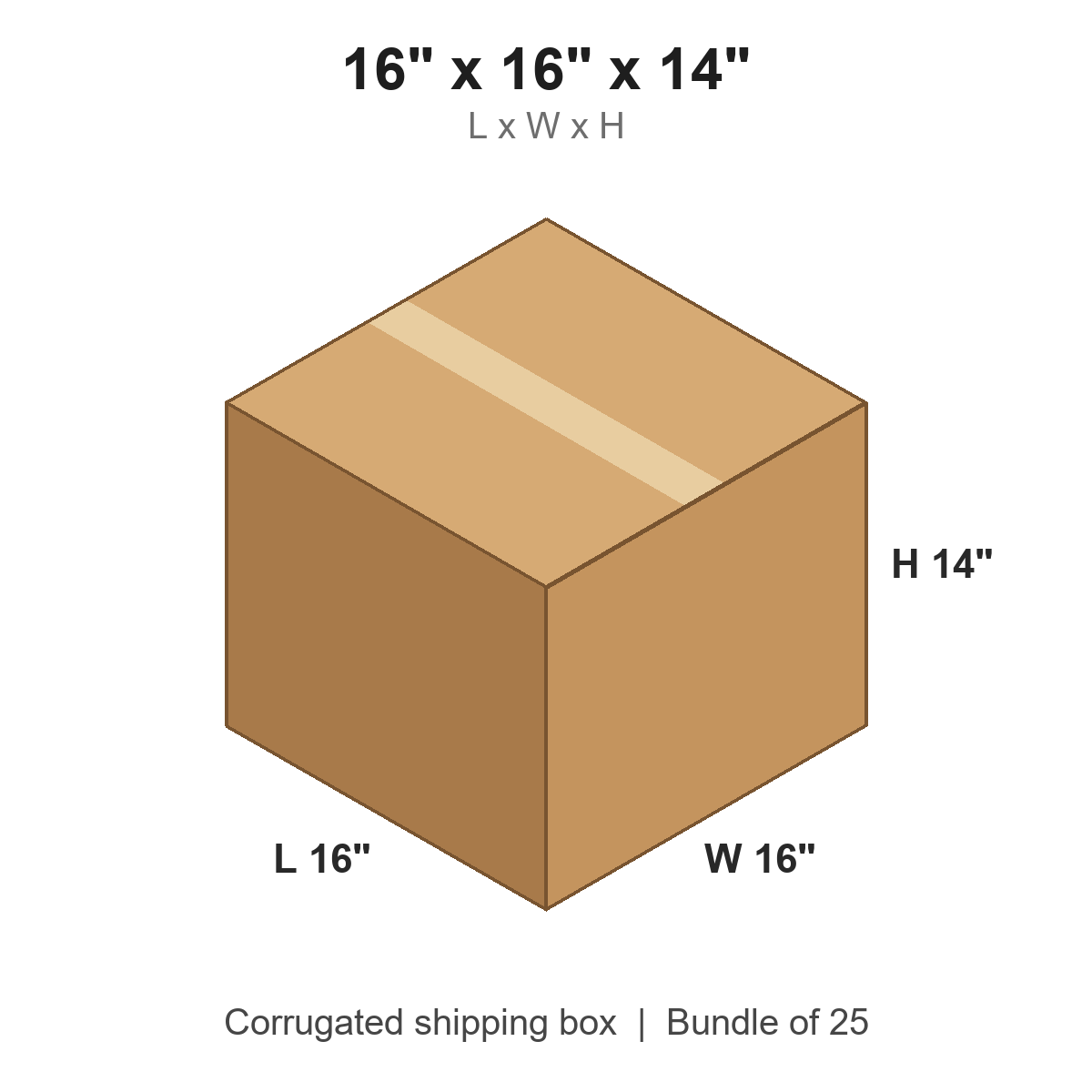 16 x 16 x 14 in corrugated shipping box