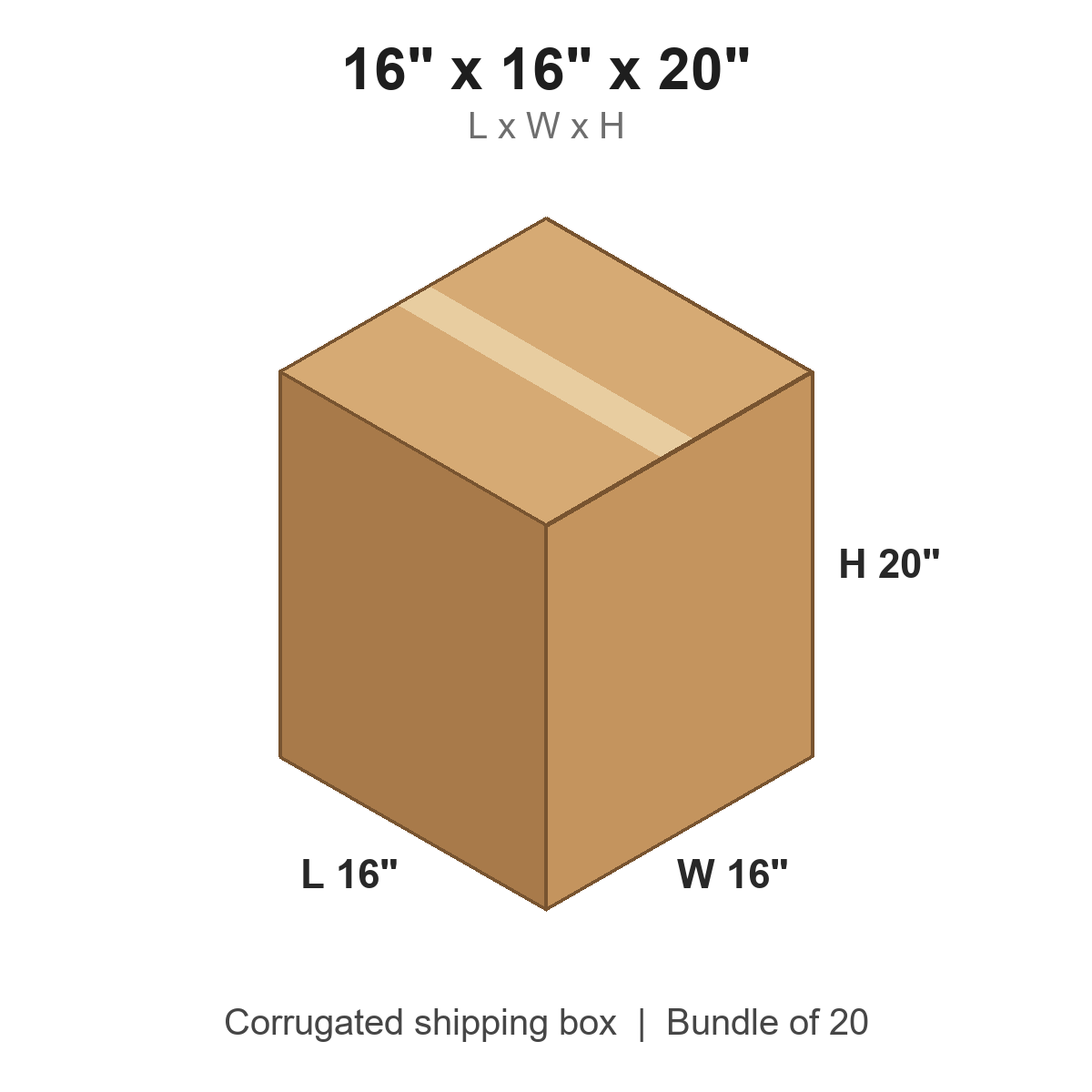 16 x 16 x 20 in corrugated shipping box
