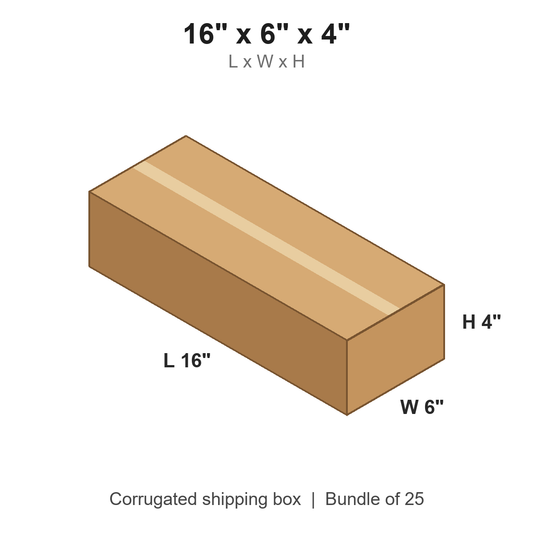 16 x 6 x 4 in corrugated shipping box
