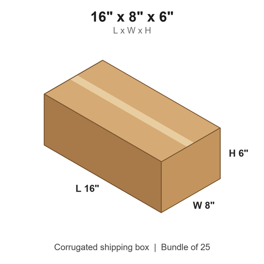 16 x 8 x 6 in corrugated shipping box