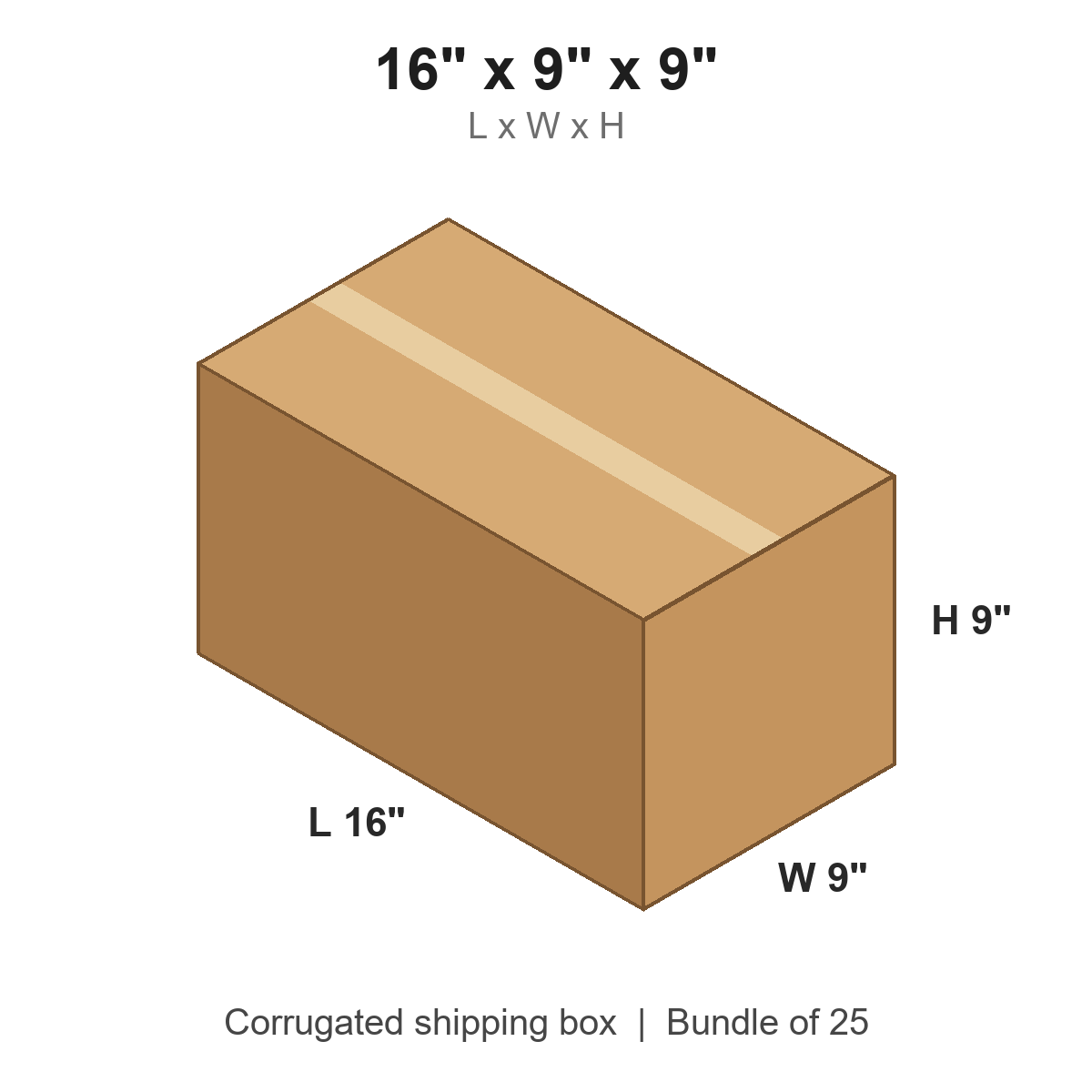 16 x 9 x 9 in corrugated shipping box