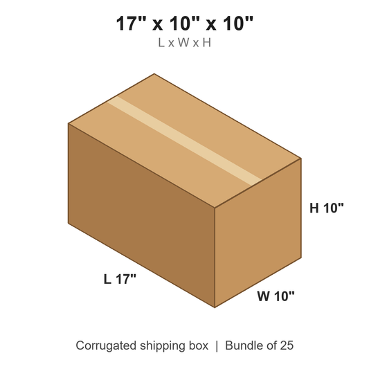 17 x 10 x 10 in corrugated shipping box