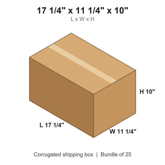 17 1/4 x 11 1/4 x 10 in corrugated shipping box