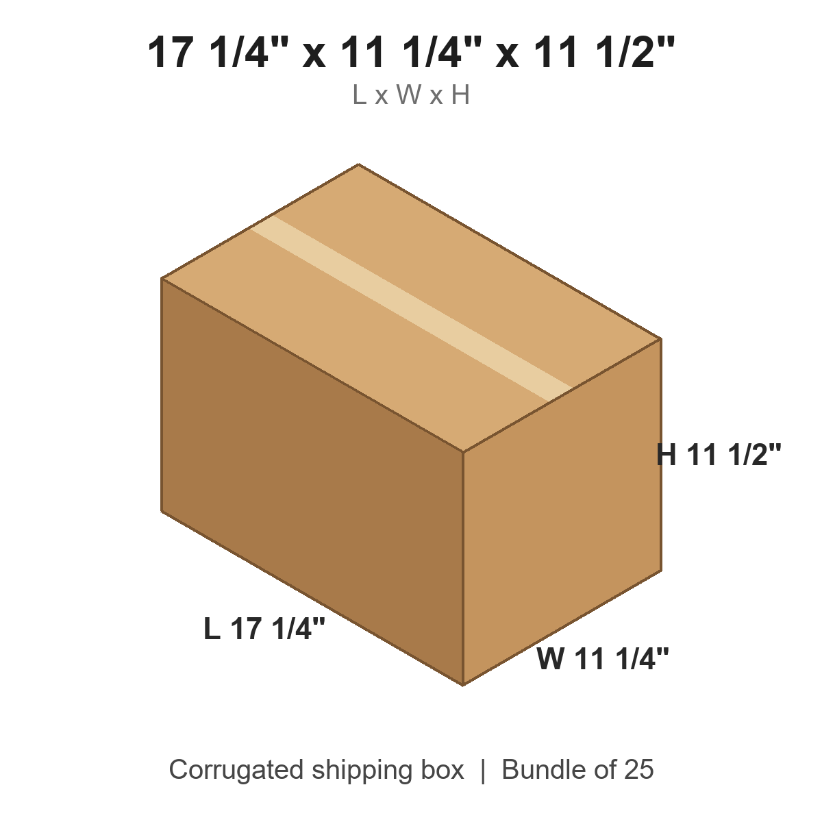 17 1/4 x 11 1/4 x 11 1/2 in corrugated shipping box