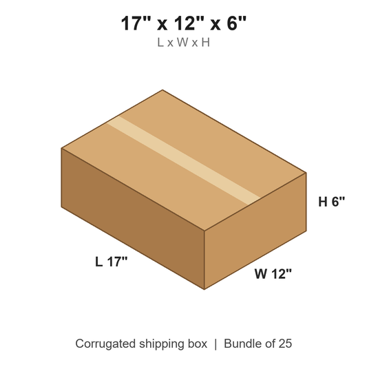 17 x 12 x 6 in corrugated shipping box