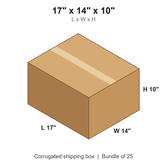 17 x 14 x 10 in corrugated shipping box