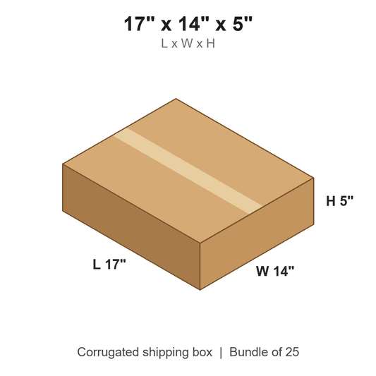 17 x 14 x 5 in corrugated shipping box