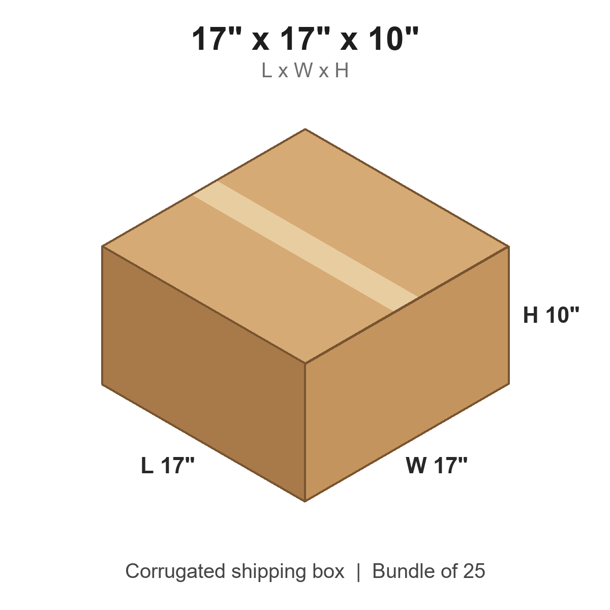 17 x 17 x 10 in corrugated shipping box
