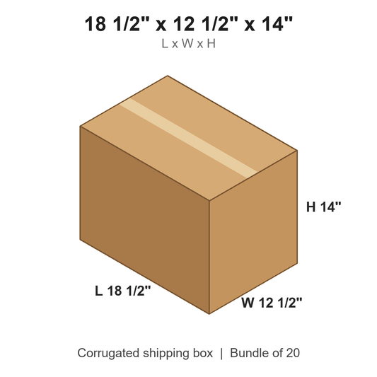 18 1/2 x 12 1/2 x 14 in corrugated shipping box
