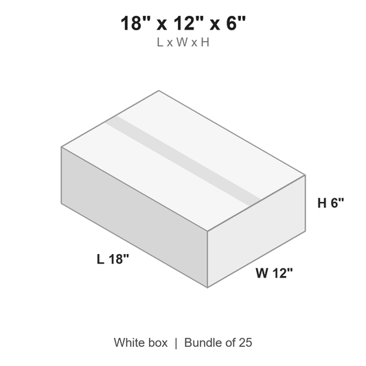 18x12x6 White Corrugated Boxes