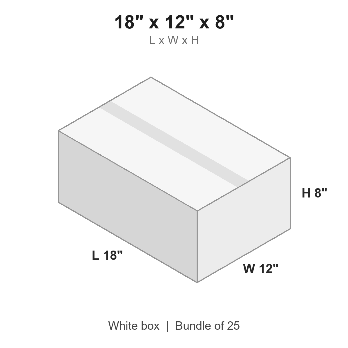 18x12x8 White Corrugated Boxes