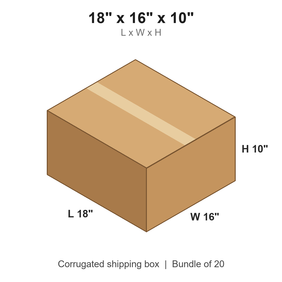 18 x 16 x 10 in corrugated shipping box