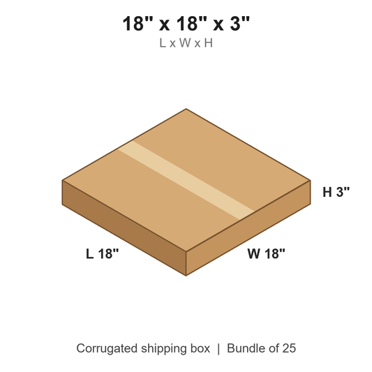 18 x 18 x 3 in corrugated shipping box