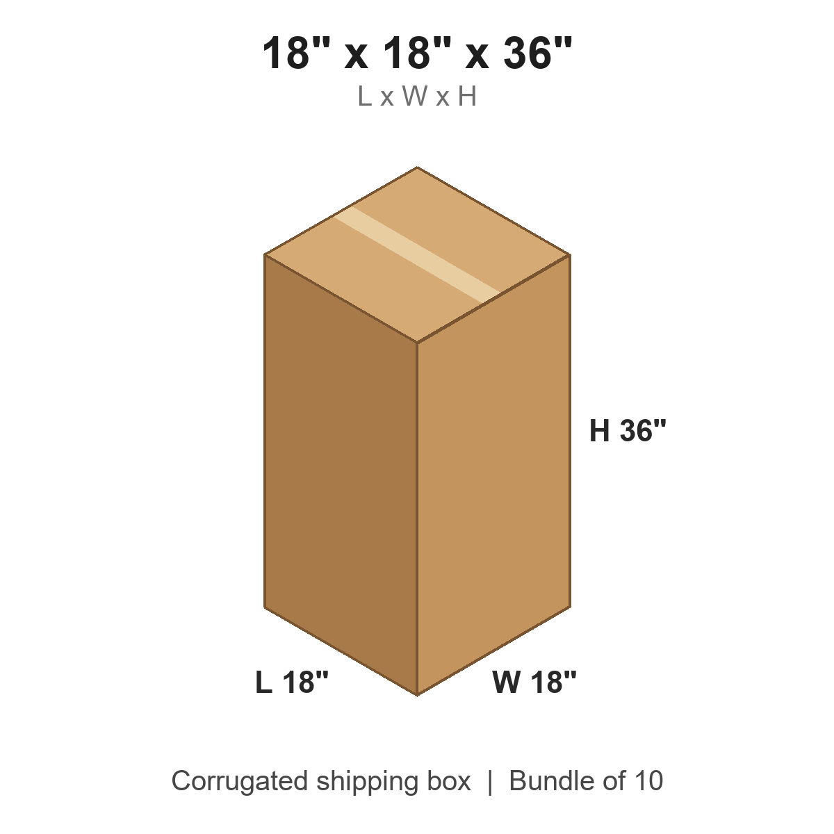 18 x 18 x 36 in corrugated shipping box