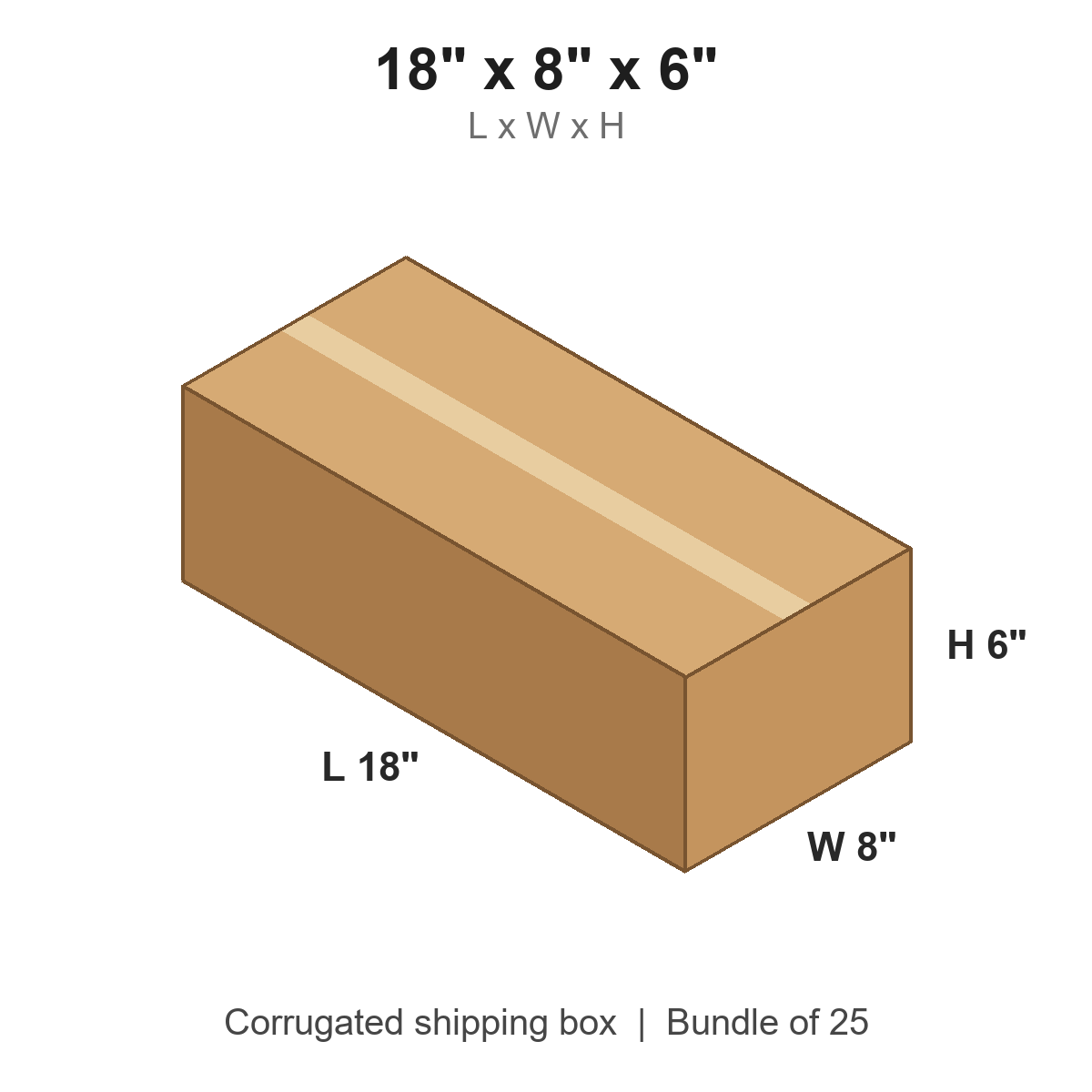 18 x 8 x 6 in corrugated shipping box