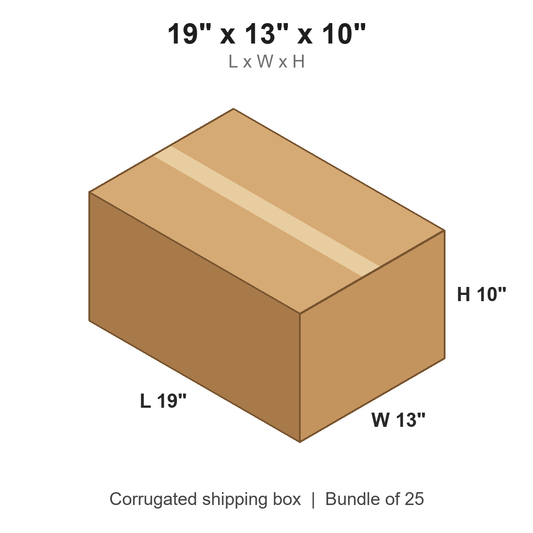 19 x 13 x 10 in corrugated shipping box