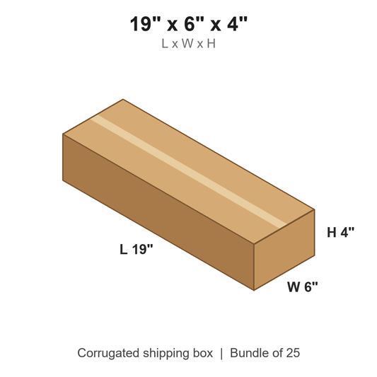 19 x 6 x 4 in corrugated shipping box