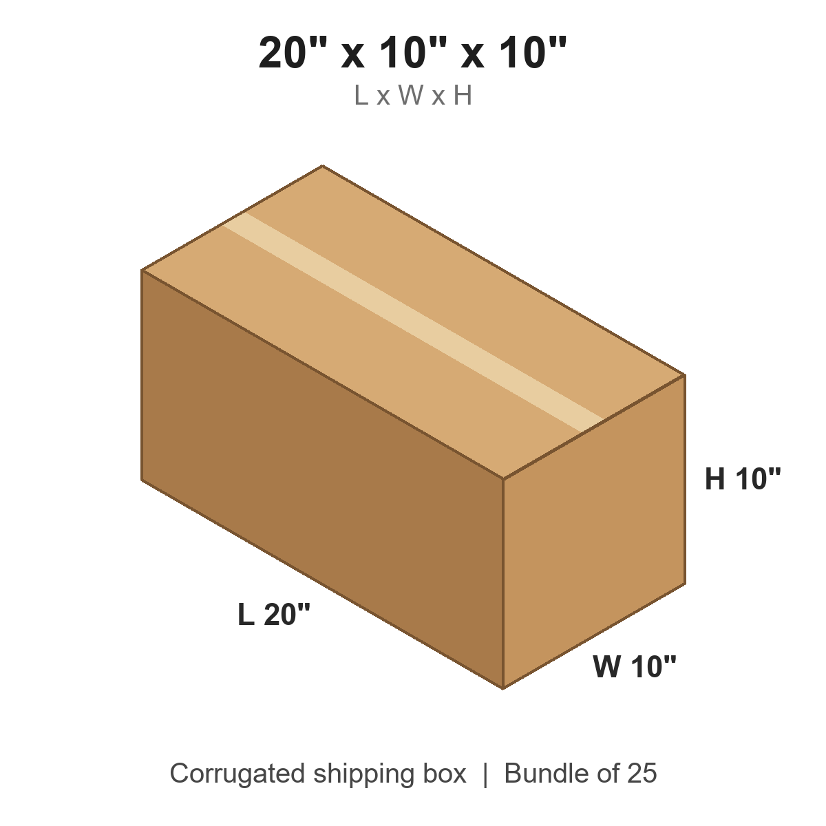 20 x 10 x 10 in corrugated shipping box