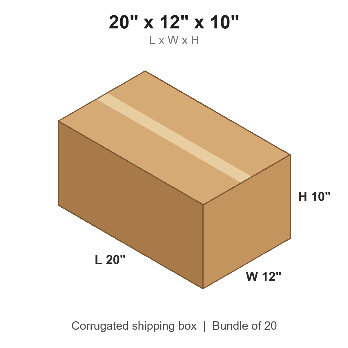 20 x 12 x 10 in corrugated shipping box
