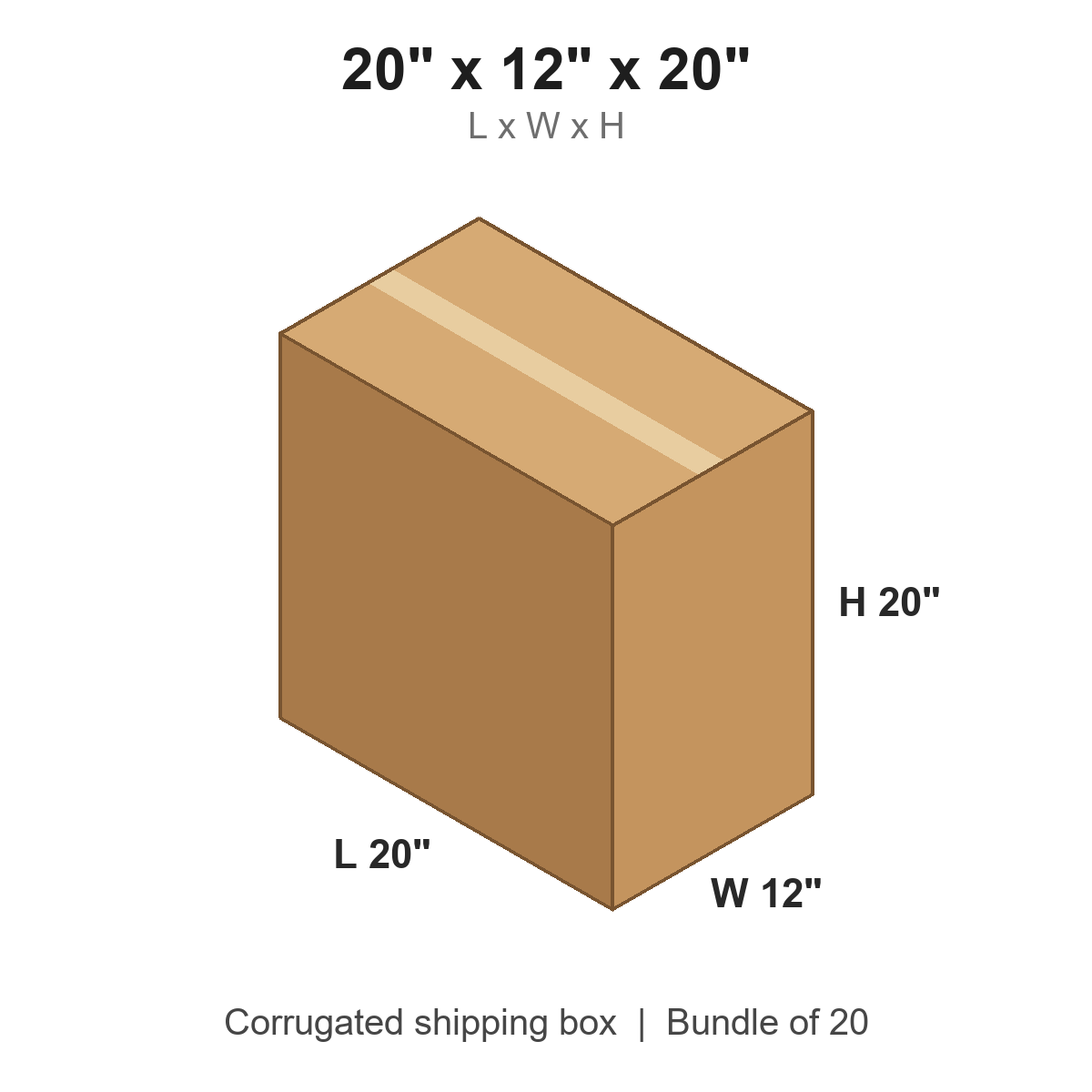 20 x 12 x 20 in corrugated shipping box