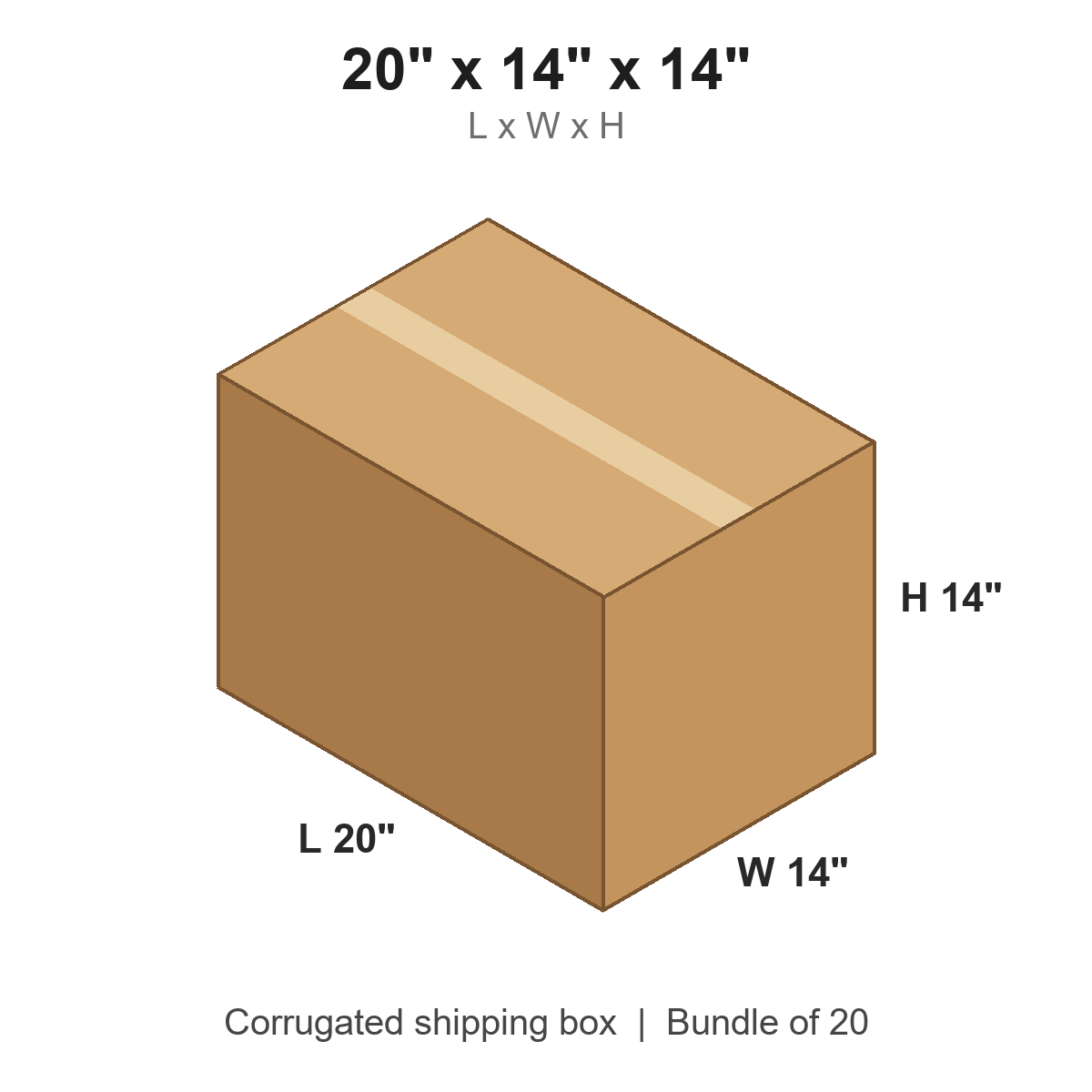20 x 14 x 14 in corrugated shipping box