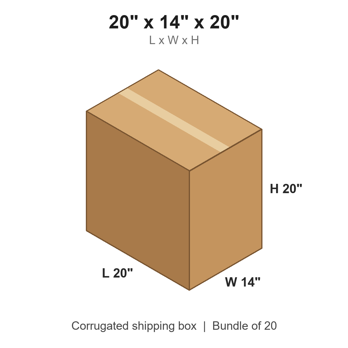 20 x 14 x 20 in corrugated shipping box