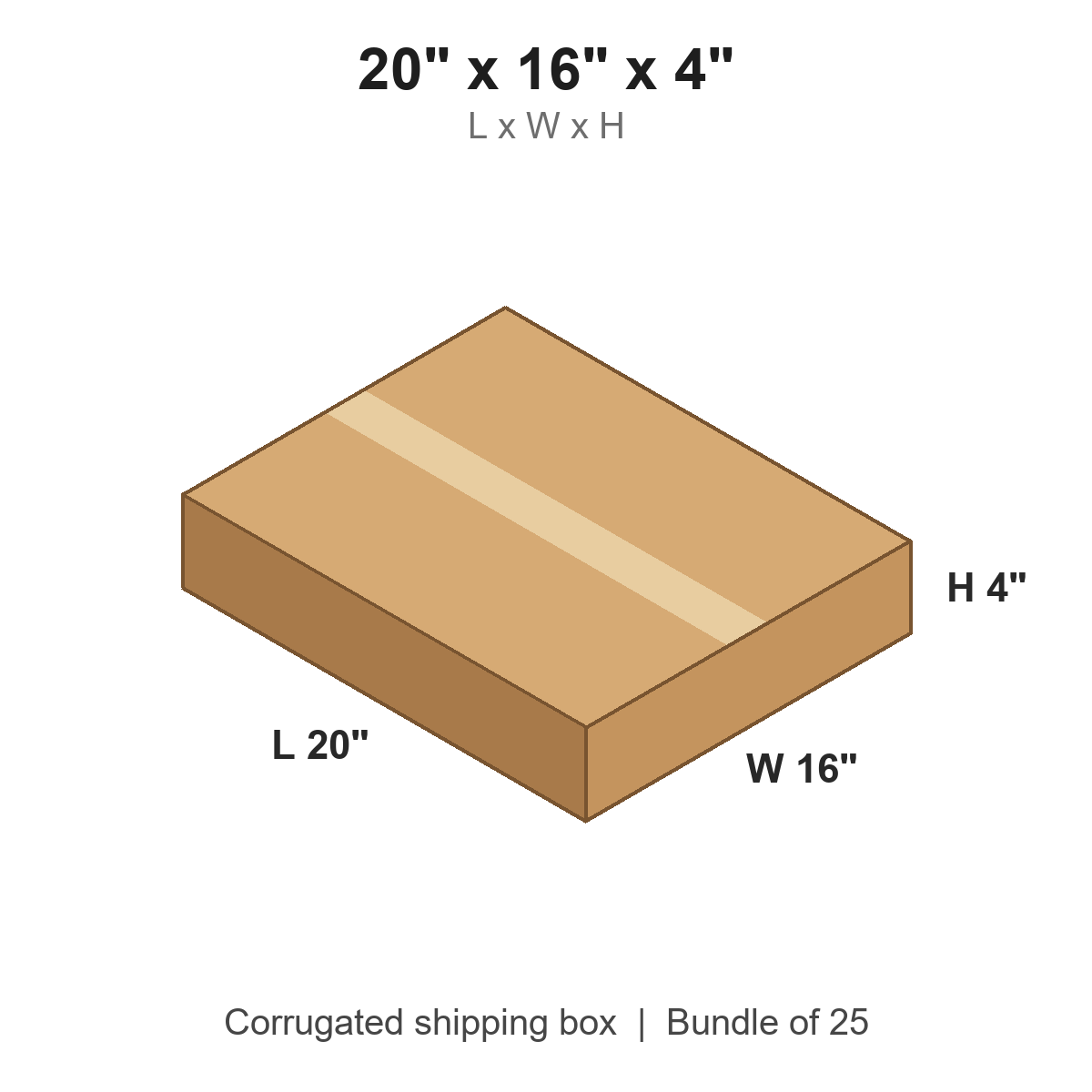20 x 16 x 4 in corrugated shipping box
