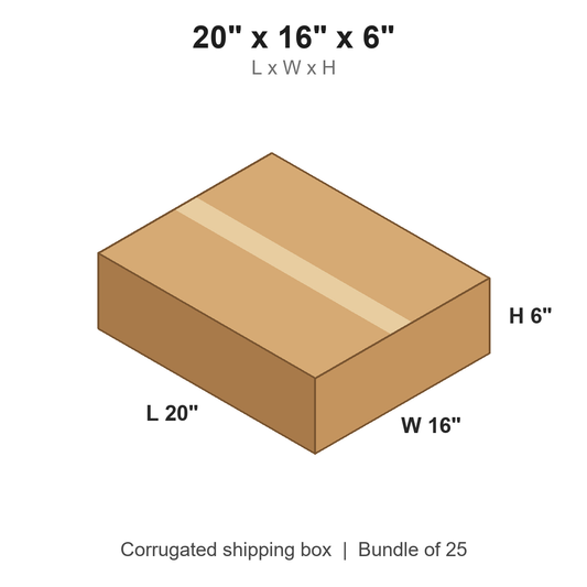 20 x 16 x 6 in corrugated shipping box
