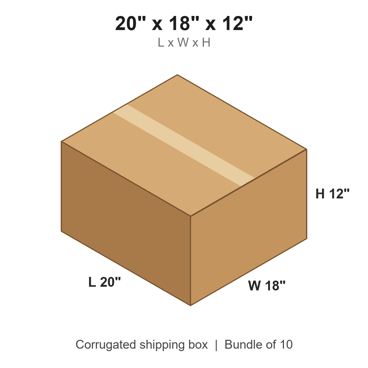 20 x 18 x 12 in corrugated shipping box