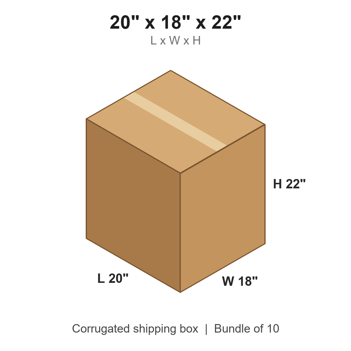 20 x 18 x 22 in corrugated shipping box