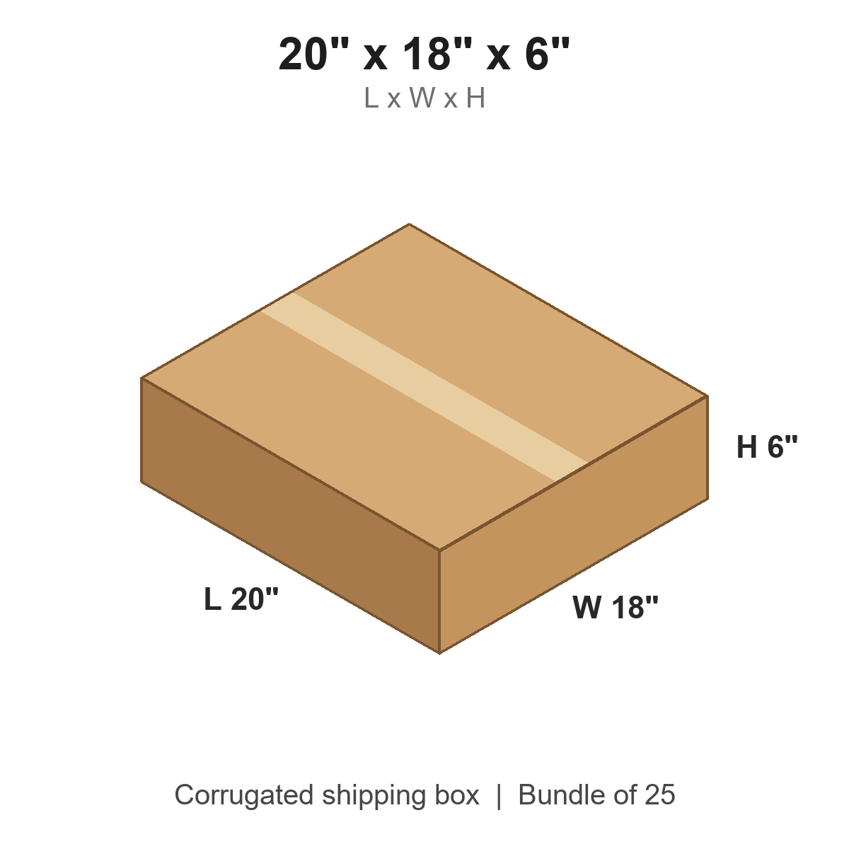 20 x 18 x 6 in corrugated shipping box