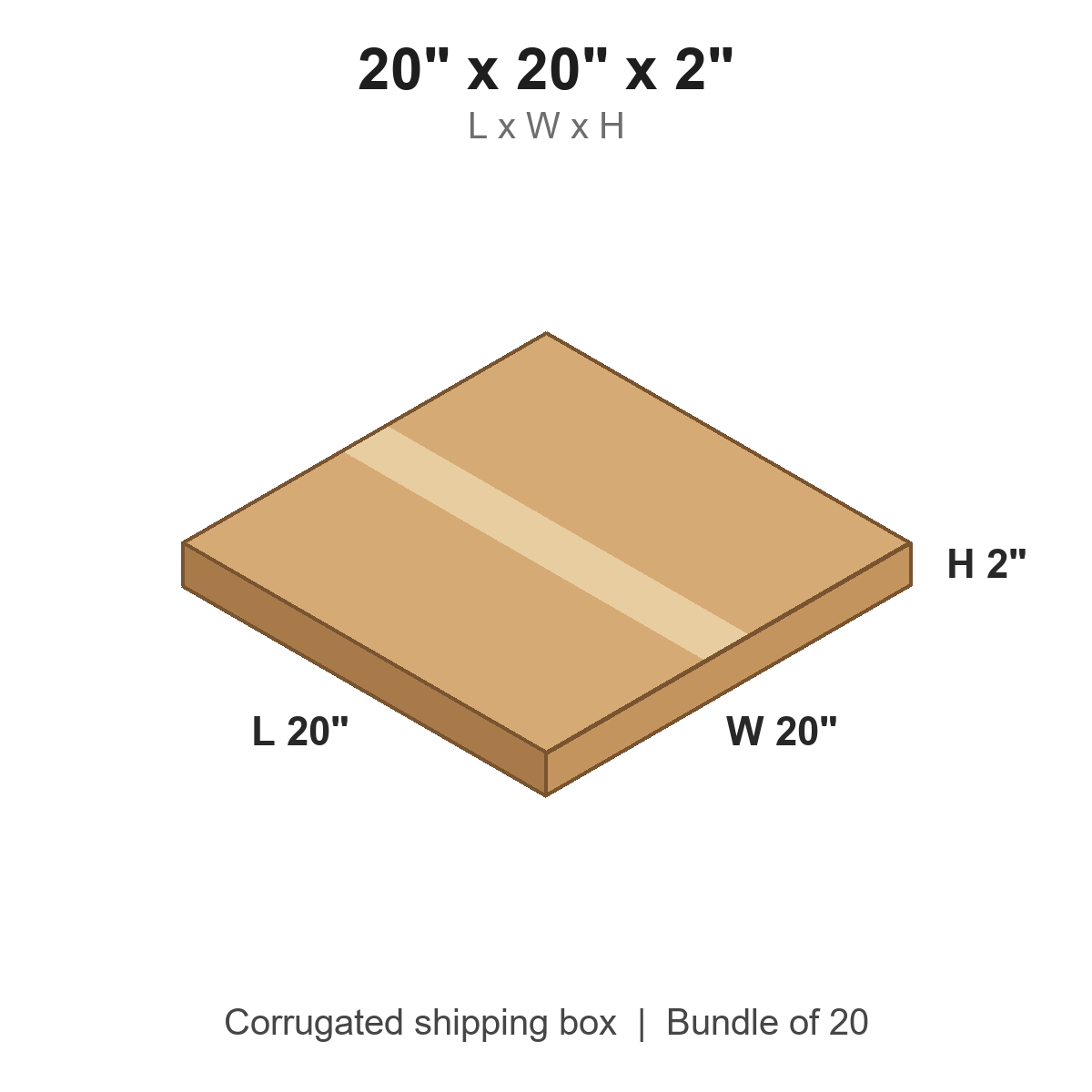 20 x 20 x 2 in corrugated shipping box