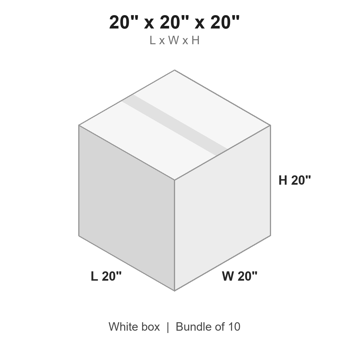 20x20x20 White Corrugated Boxes