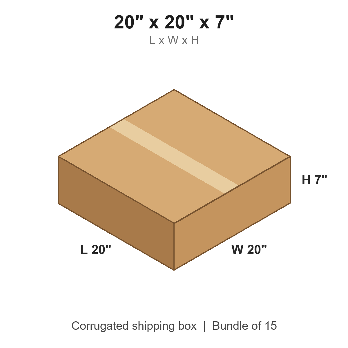 20 x 20 x 7 in corrugated shipping box