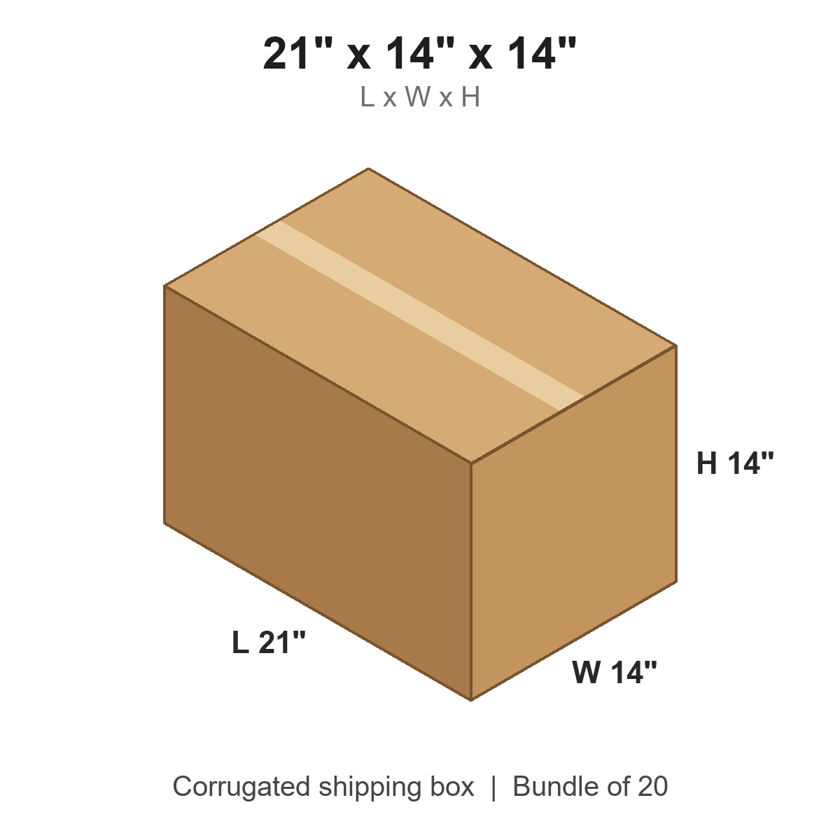 21 x 14 x 14 in corrugated shipping box