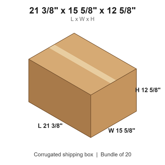 21 3/8 x 15 5/8 x 12 5/8 in corrugated shipping box